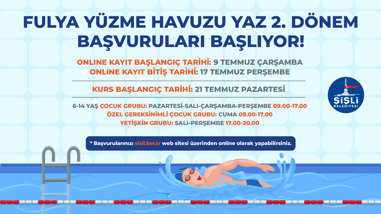 FULYA YÜZME HAVUZU YAZ 2. DÖNEM BAŞVURULARI BAŞLIYOR