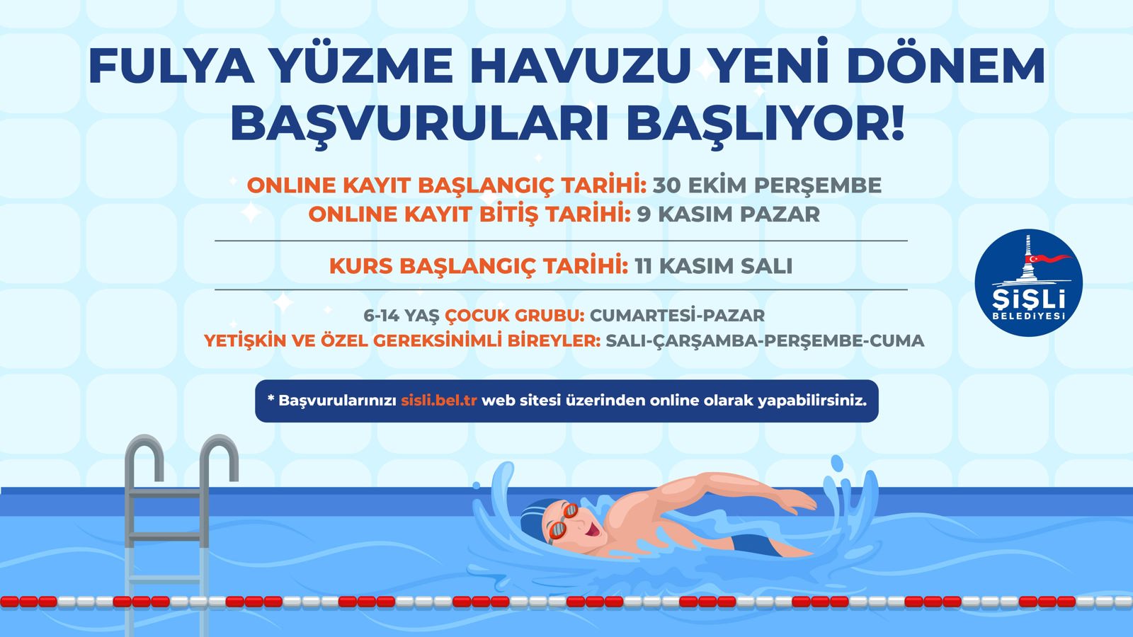 FULYA YÜZME HAVUZU YENİ DÖNEM BAŞVURULARI BAŞLIYOR